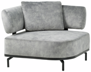 Grauer Sessel mit modernem Design, Ansicht von vorne links