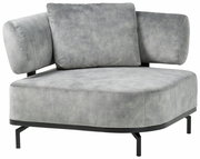 Grauer Sessel mit modernem Design, Ansicht von vorne links