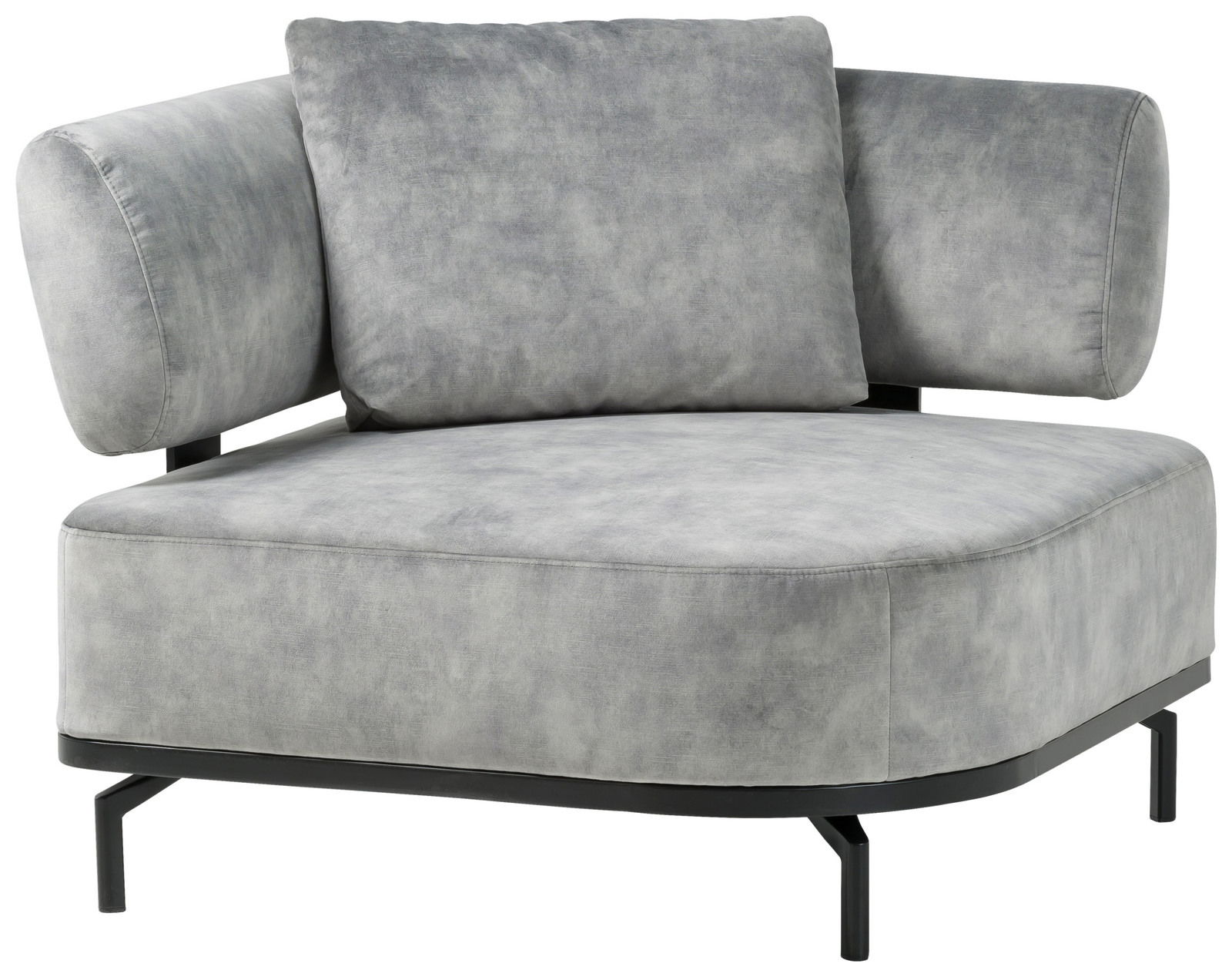 Grauer Sessel mit modernem Design, Ansicht von vorne links