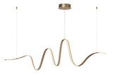 Moderne Hängeleuchte in wellenförmigem Design, goldfarben, seitliche Perspektive
