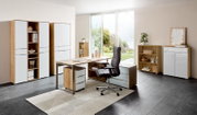 Moderner Chefsessel in einem stilvollen Büro, seitliche Perspektive