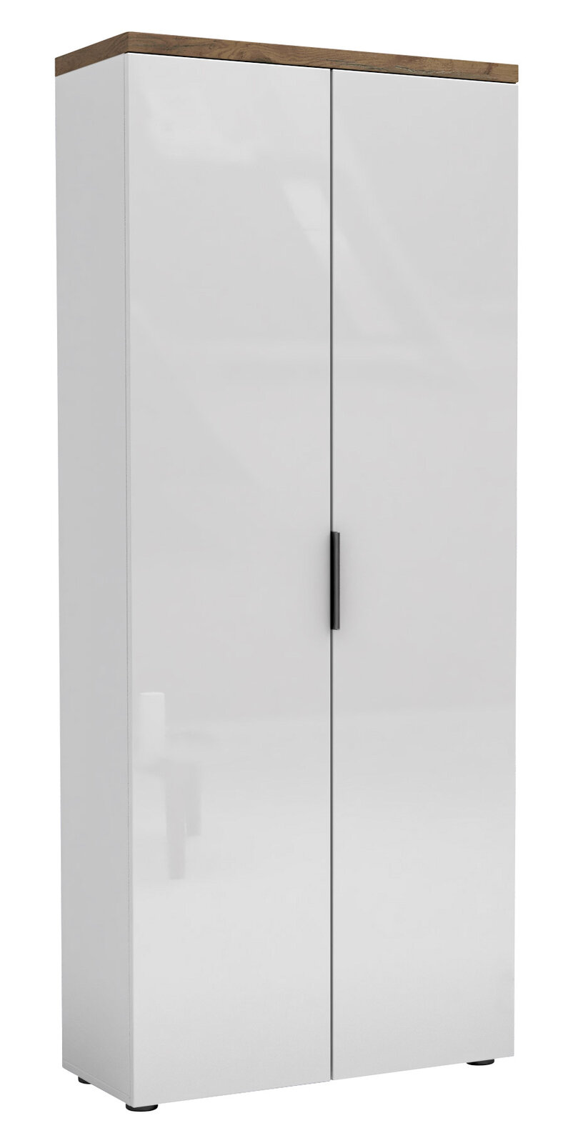 XORA Aktenschrank hoch IDEA-OFFICE Hoher Aktenschrank mit zwei Türen, weiß mit Holzoberfläche, Frontalansicht