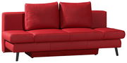 Rotes Querschläfer-Sofa mit zwei großen Rückenkissen, Vorderansicht