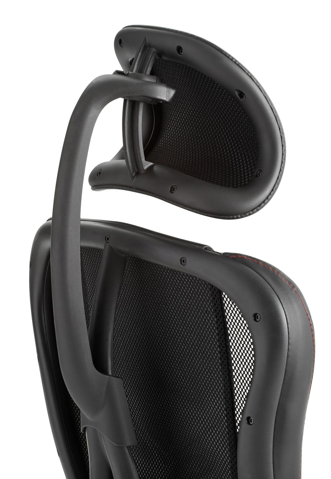 Rückansicht eines Gaming Stuhls mit ergonomischer Kopfstütze und Netzrückenlehne