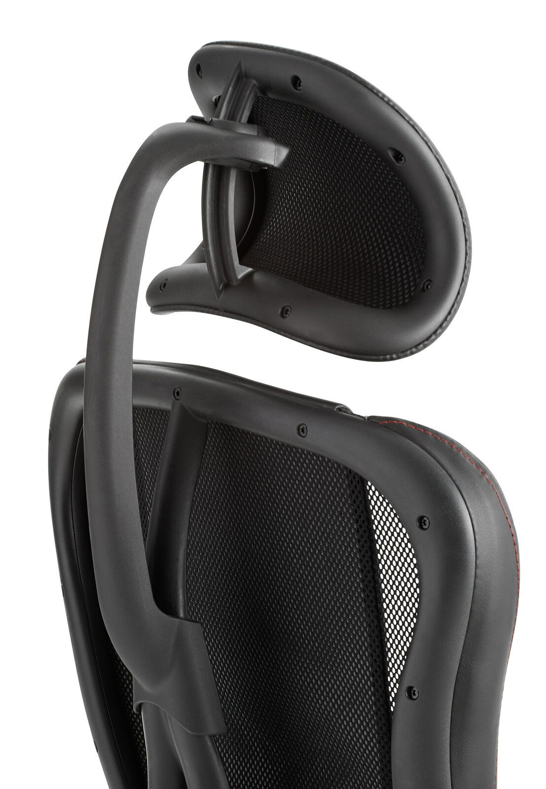 Rückansicht eines Gaming Stuhls mit ergonomischer Kopfstütze und Netzrückenlehne