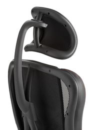 Rückansicht eines Gaming Stuhls mit ergonomischer Kopfstütze und Netzrückenlehne