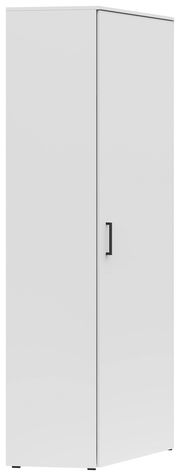 Weißer Eckschrank mit schwarzem Griff, Frontalansicht