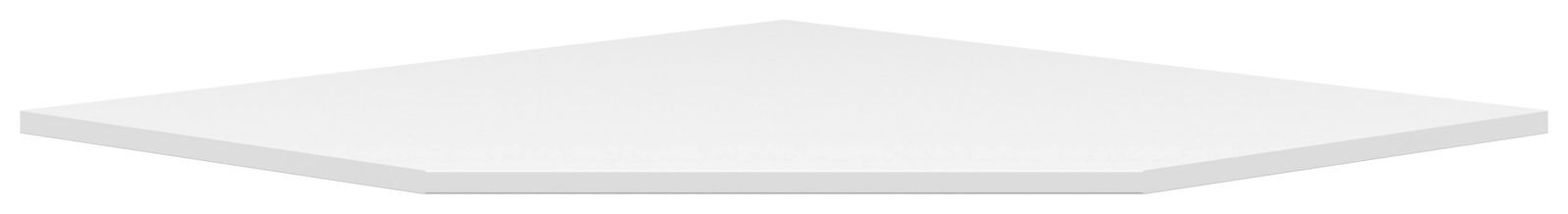 Weiße, sechseckige Abdeckplatte aus der Seitenperspektive