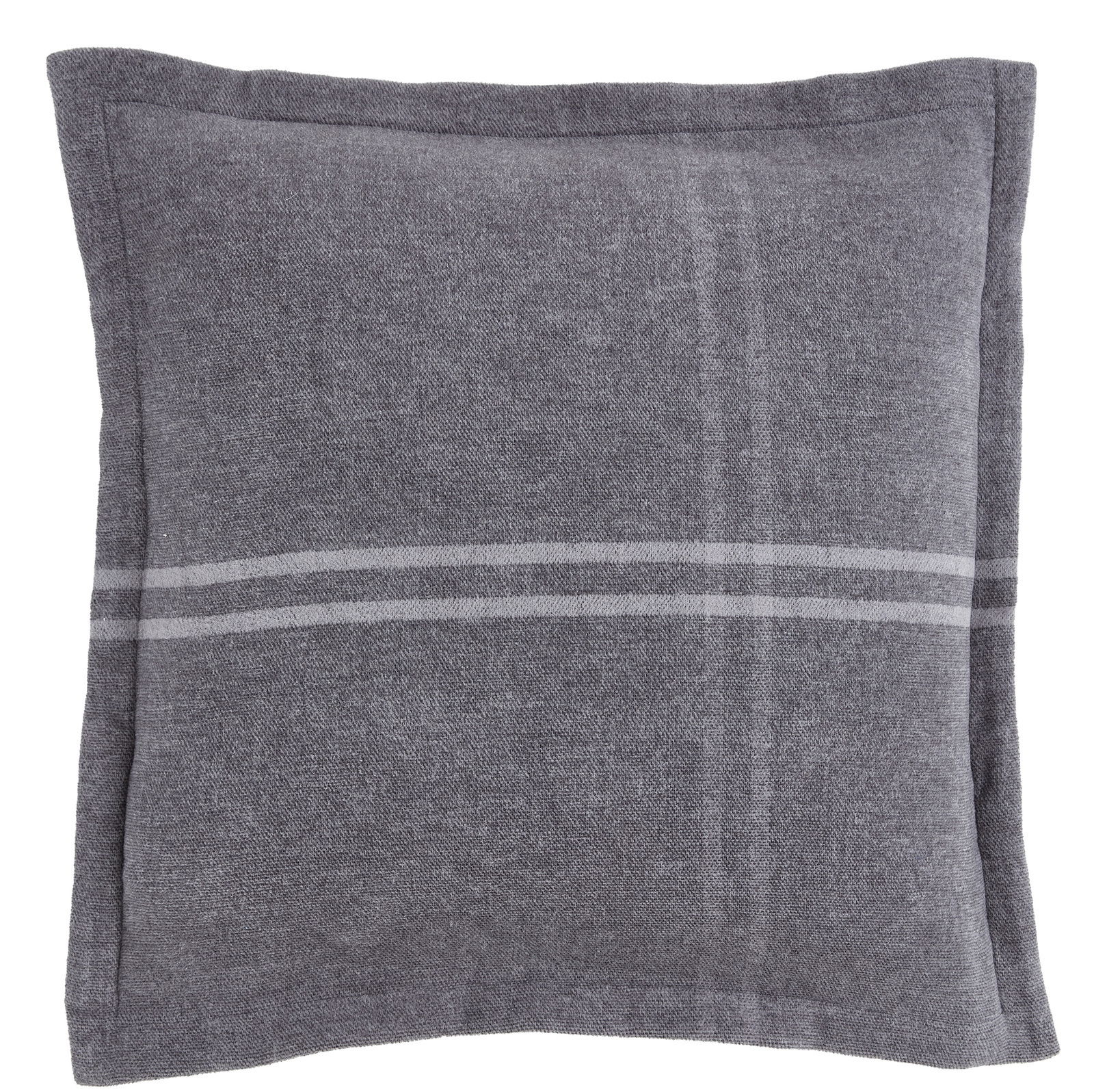 Grauer Kissenbezug 50x50cm mit dezentem Streifenmuster, Vorderansicht
