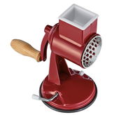 Rote Trommelreibe CLASSIC mit Holzgriff, seitliche Perspektive