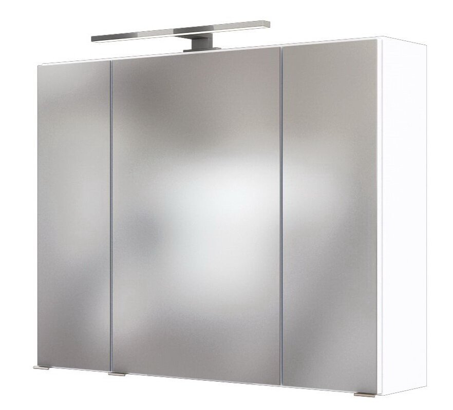 XORA Spiegelschrank BOLOGNA Moderner Spiegelschrank mit drei Türen und integrierter Beleuchtung, seitliche Perspektive
