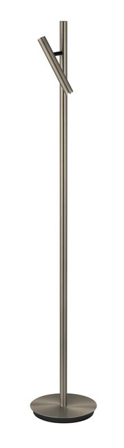 Moderne led-staande lamp en leeslamp van geborsteld metaal, zijaanzicht