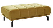 Gelber XXL-Hocker mit schwarzem Metallgestell, seitliche Perspektive