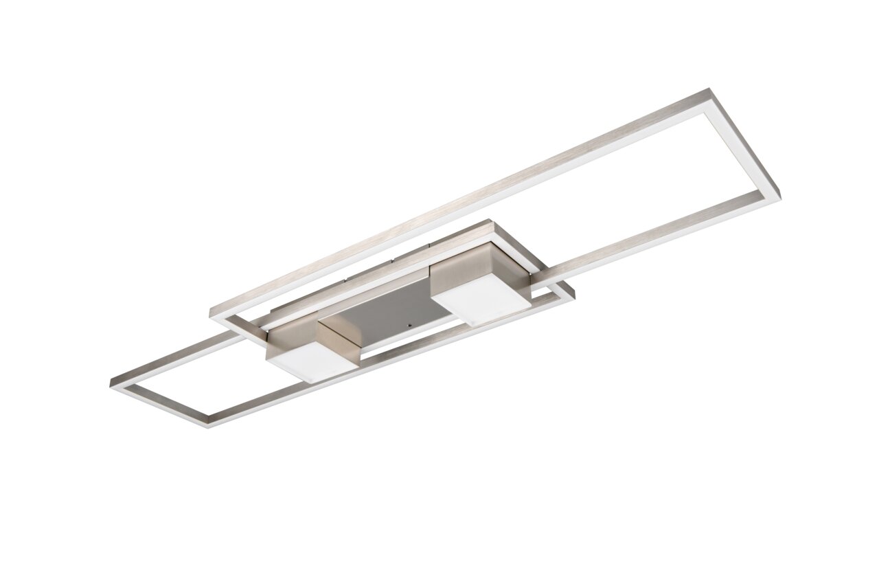 Moderne Deckenleuchte ALBANY in rechteckigem Design aus Metall, seitliche Perspektive.