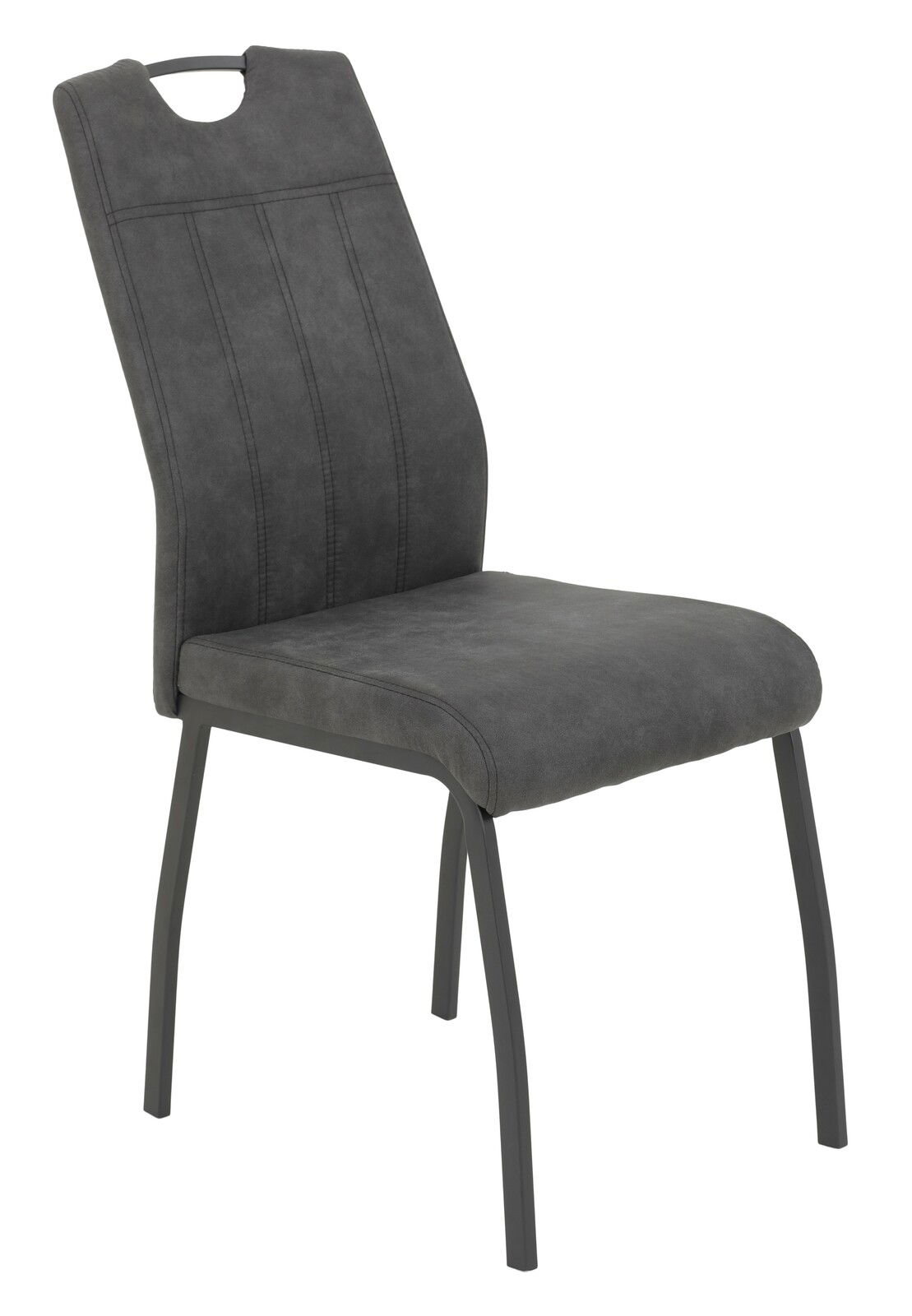 Z2 Stuhl ELIF Moderner grauer Stuhl mit Metallbeinen, seitliche Perspektive