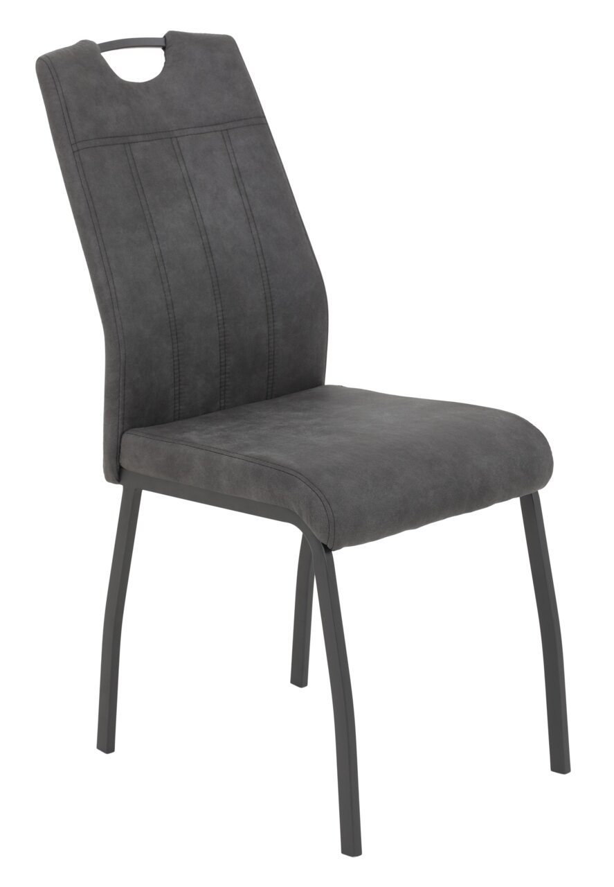 Z2 Stuhl ELIF Moderner grauer Stuhl mit Metallbeinen, seitliche Perspektive