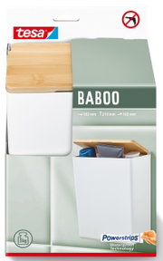 Baboo Aufbewahrungsbox Box L mit Bambusdeckel, seitliche Perspektive, geeignet für Badezimmer, 182x210x102 mm, ohne Bohren montierbar, bis 3 kg belastbar.