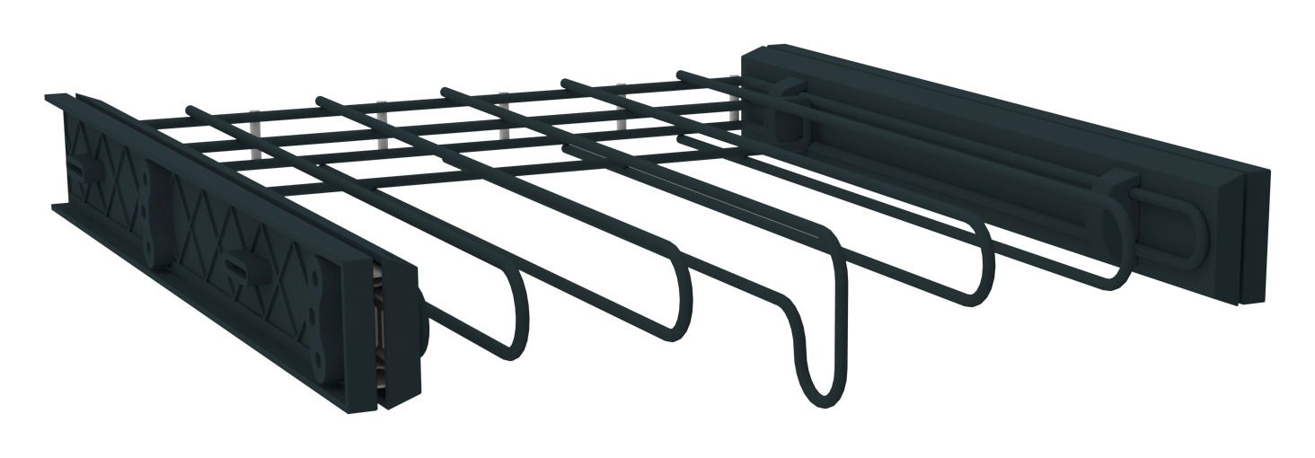 Schmaler Hosenauszug aus Metall in seitlicher Perspektive