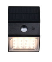 LED-Solar-Außenwandleuchte mit Bewegungsmelder, frontal abgebildet