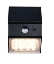 LED-Solar-Außenwandleuchte mit Bewegungsmelder, frontal abgebildet