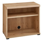 Unterstell-Aktenregal aus Holz in Eichenoptik mit zwei offenen Fächern, Vorderansicht