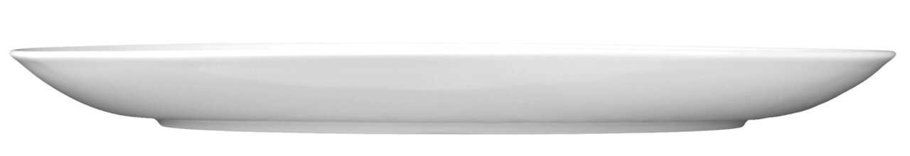 Weiße ovale Platte Rondo/Liane 31cm, Seitenansicht