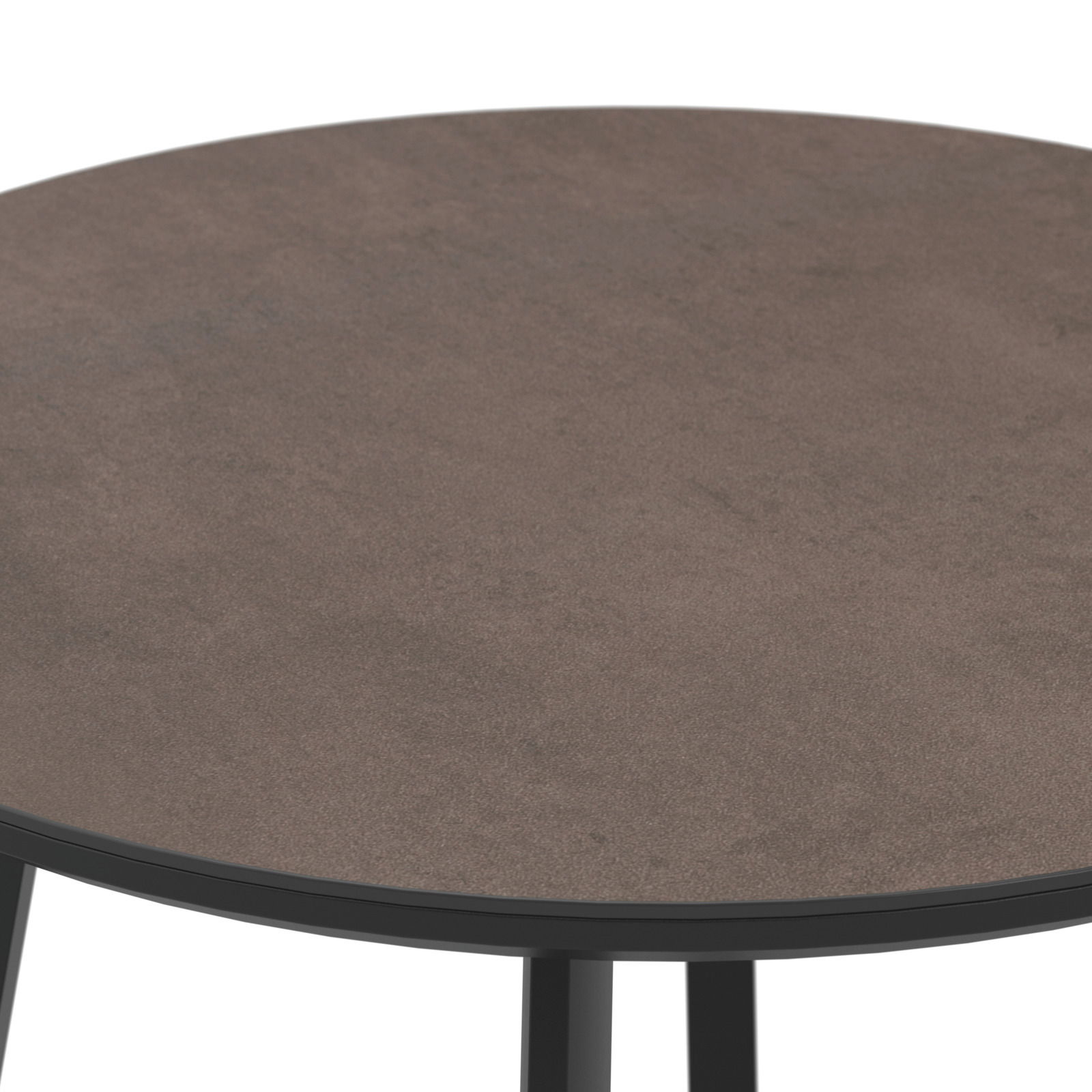 Runder Gartentisch mit grauer Tischplatte, Ansicht von oben