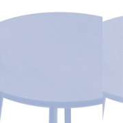 Runder Gartentisch mit grauer Tischplatte, Ansicht von oben