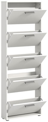 Weißer Schuhkipper mit fünf Klappen, seitliche Perspektive