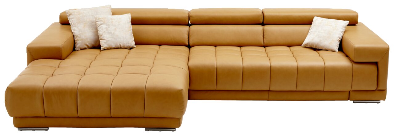 Braune Longchairkombination mit beigen Kissen, Perspektive von vorne