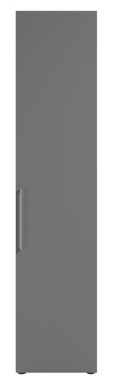 Grauer, hoher Aktenschrank mit rechter Ansicht und vertikalem Griff.