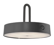 Moderne schwarze Wandleuchte ARMA mit rundem Design und seitlichem Ein-/Ausschalter, seitliche Perspektive