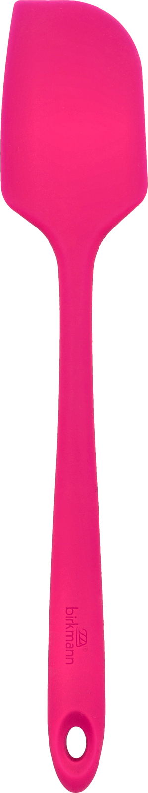 Pinkfarbener Teigschaber aus Silikon, frontal abgebildet