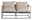 Frontansicht eines zweisitzigen Lounge-Sofas mit beigen Kissen und einem Metallrahmen.