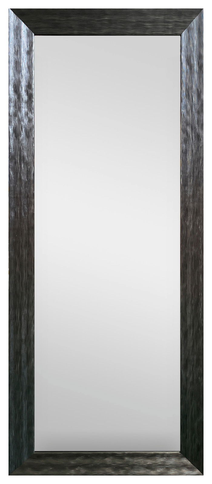 Großer rechteckiger Spiegel mit dunklem Rahmen, frontal betrachtet.