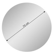 Ronde spiegel met een diameter van 70 cm, gezien vanuit vogelperspectief.