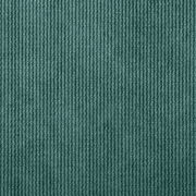 Nahaufnahme eines grünen, gerippten Stoffes, der für einen Hocker verwendet wird.