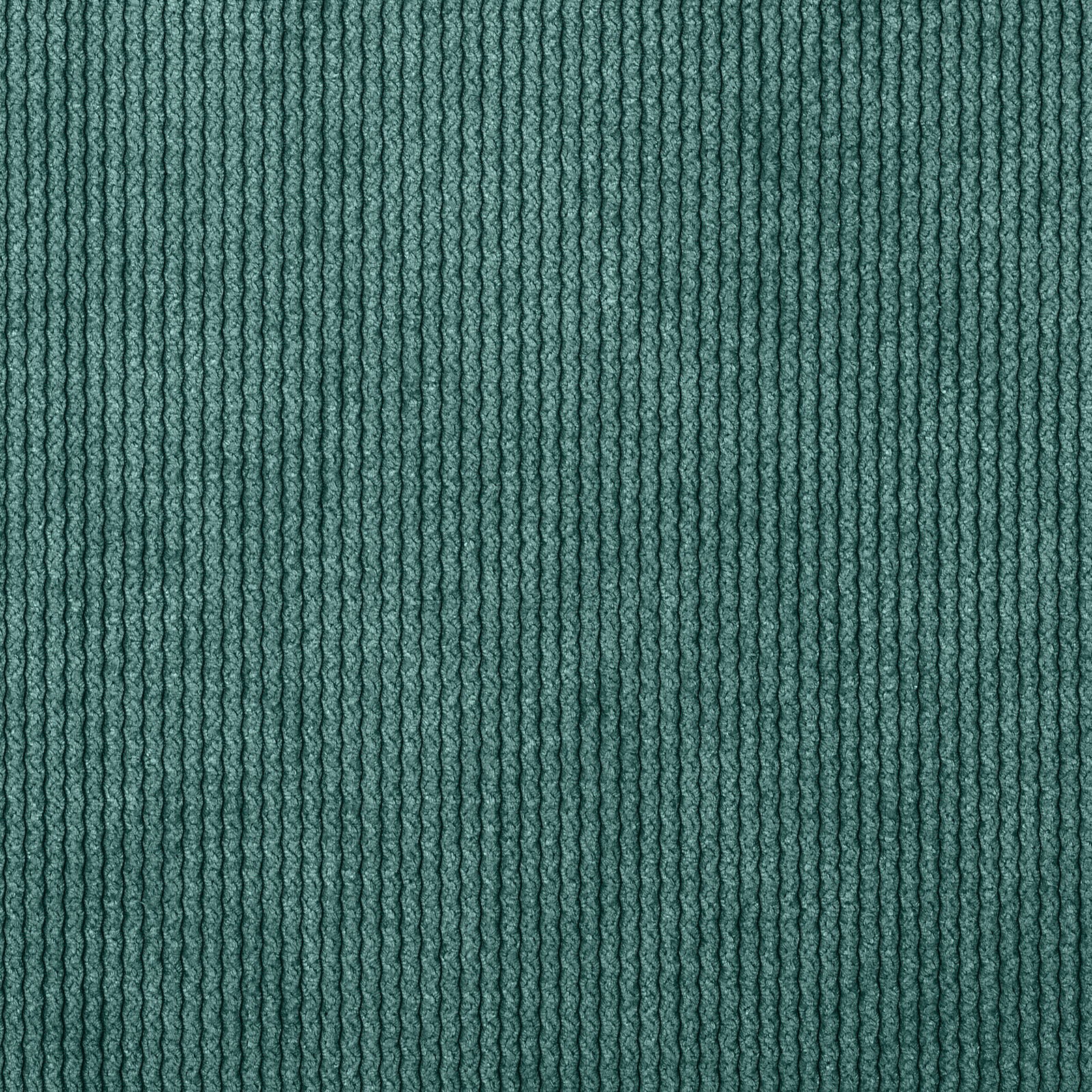 Nahaufnahme eines grünen, gerippten Stoffes, der für einen Hocker verwendet wird.