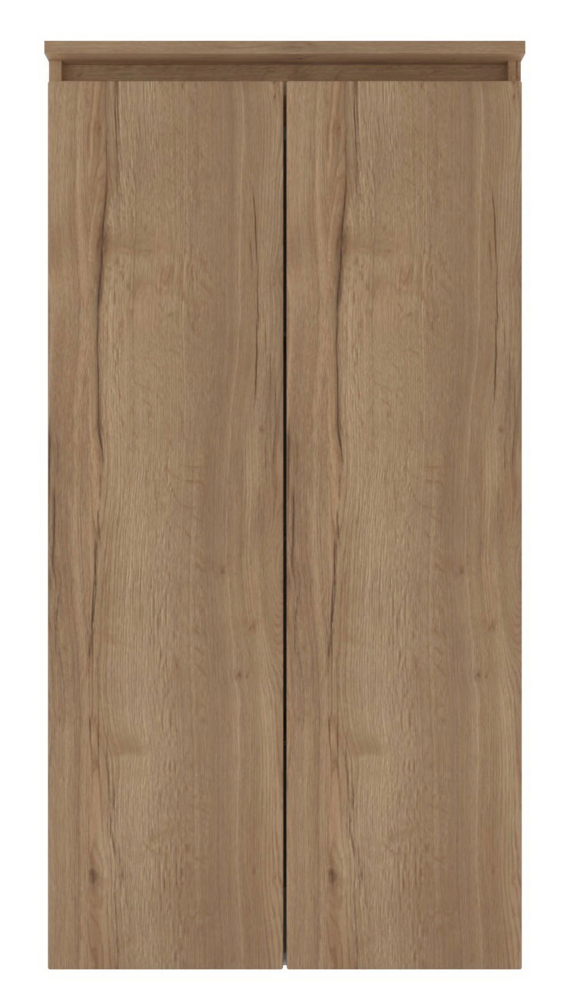 Frontansicht eines Mittelschranks mit Holzoptik und zwei Türen