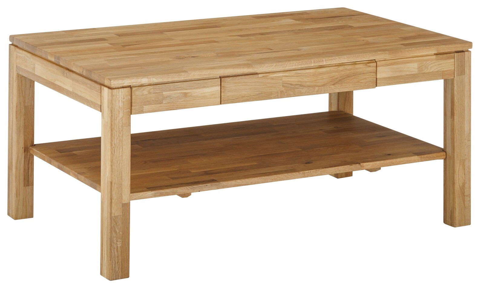 Zurbrüggen Couchtisch SALEM Holz-Couchtisch mit rechteckiger Tischplatte und zusätzlicher Ablagefläche, seitliche Perspektive