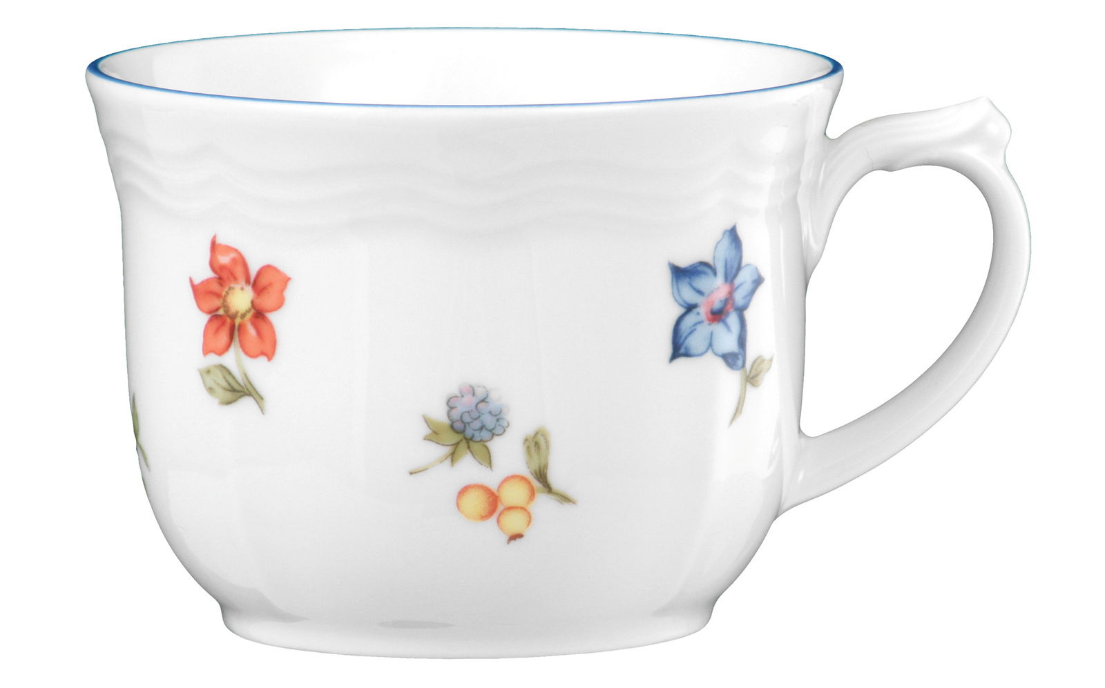 Kaffeetasse Sonate 0,22l mit floralem Muster, seitliche Ansicht