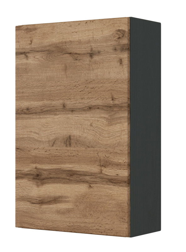Hängeschrank mit Holzoptik, seitliche Perspektive