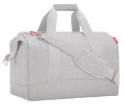 Graue Allrounder-Tasche mit Tragegriff und Schultergurt, seitliche Perspektive