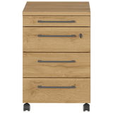 Rollcontainer aus Holz mit vier Schubladen, Frontansicht