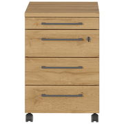 Rollcontainer aus Holz mit vier Schubladen, Frontansicht