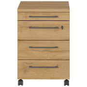 Rollcontainer aus Holz mit vier Schubladen, Frontansicht