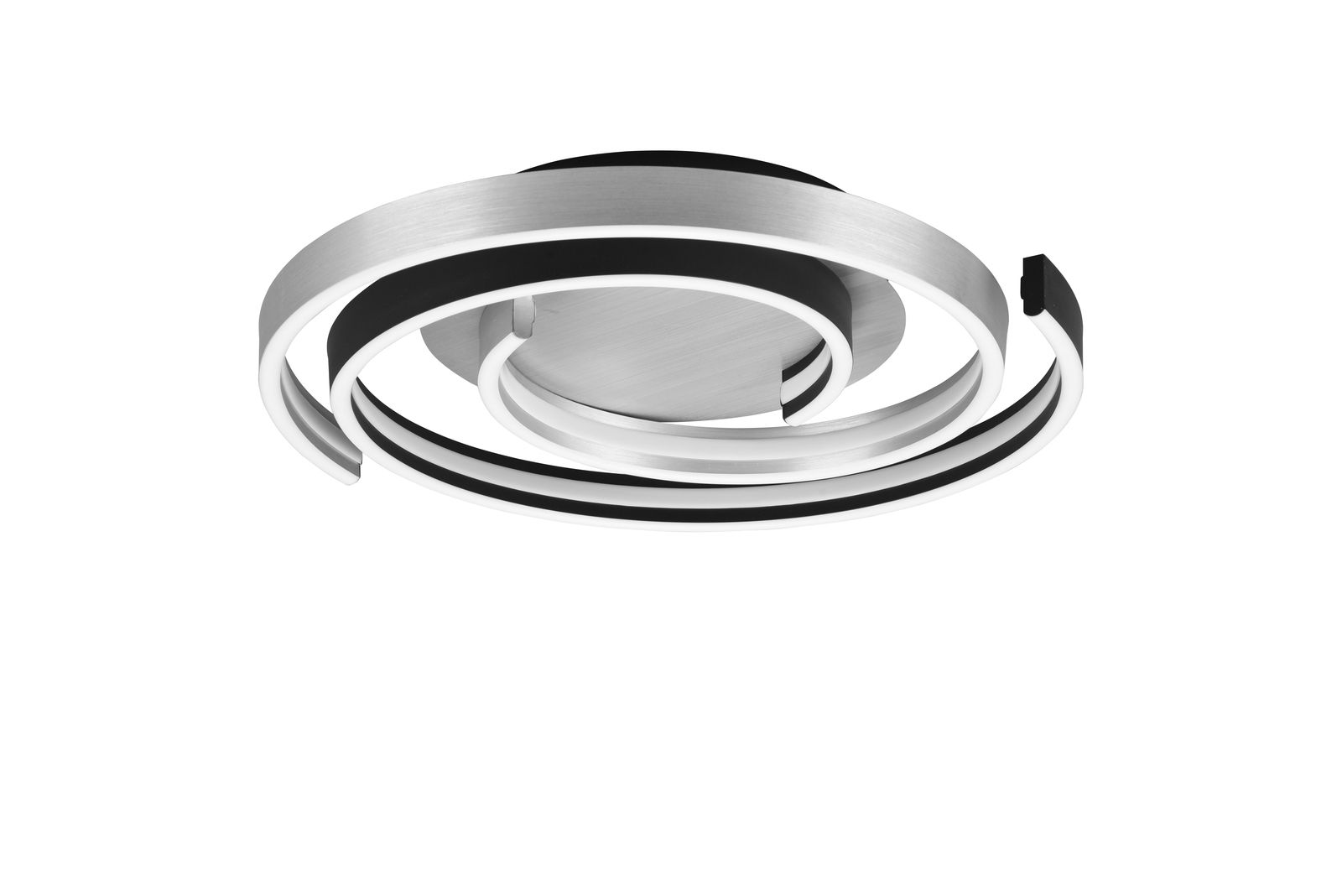 Moderne LED-Deckenleuchte CAYA mit spiralförmigem Design, seitliche Perspektive