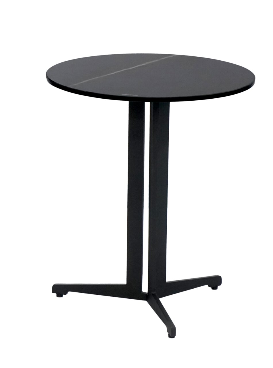Novel Beistelltisch CATANIA 2 Runder, schwarzer Beistelltisch mit drei Beinen, seitliche Perspektive