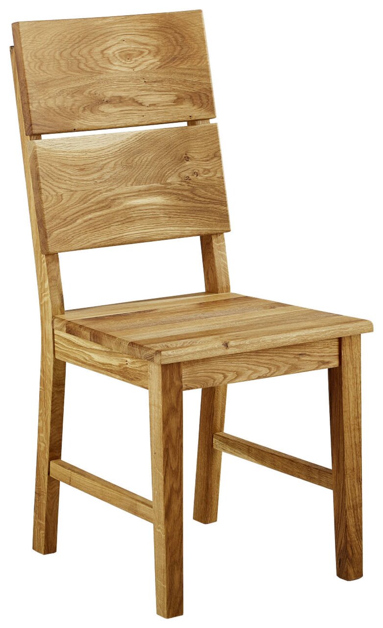 Linea Natura Stuhl ARNOLD Holzstuhl in seitlicher Perspektive mit klarer Maserung und schlichtem Design