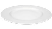 Weißer flacher Teller Rondo/Liane 30cm, seitliche Perspektive